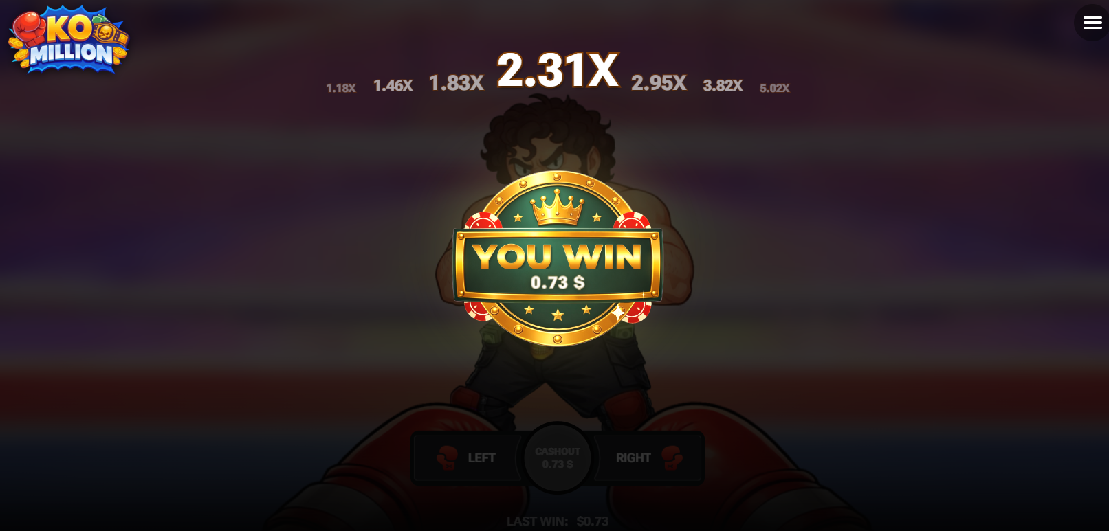 KO Million kasyno bonus hazard kod promocyjny – ekran You Win po wypłacie Cashout