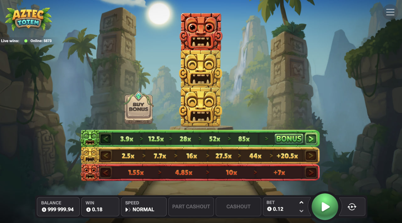 Aztec Totem opinia demo gra za darmo – totem i trzy linie mnożników na komputerze